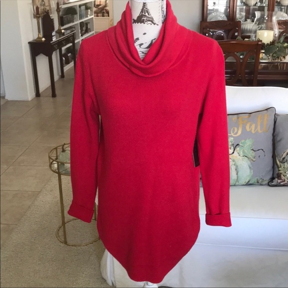 Beautiful red cowl necklace lightweight sweater NWT - Picture 1 of 9